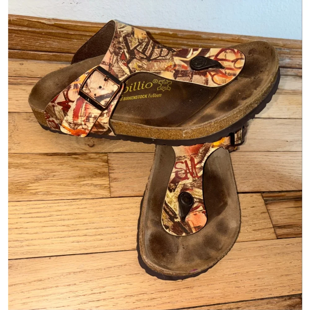 Birkenstock Gizeh Leather Thong Slip On Sandal Geometric size EU 38 US 7.5 - Picture 2 of 7